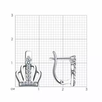 Серебряные серьги с фианитами "Короны"