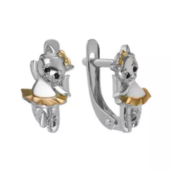 Серебряные серьги с фианитами "Кошечки"