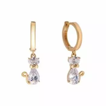 Серебряные серьги с фианитами "Кошки"