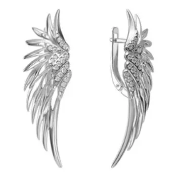 Серебряные серьги с фианитами "Крылья"