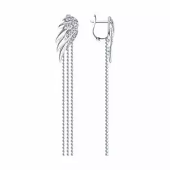 Серебряные серьги с фианитами "Крылья"