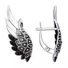Серебряные серьги с фианитами "Крылья"