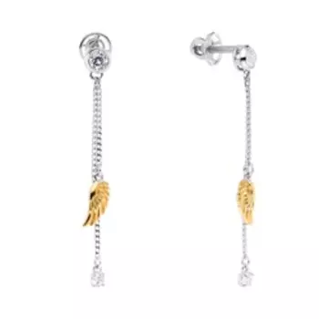 Серебряные серьги с фианитами "Крыло"