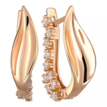 Серебряные серьги с фианитами "Листочки"