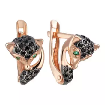 Серебряные серьги с фианитами "Лисы"