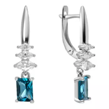 Серебряные серьги с фианитами "Параиба"
