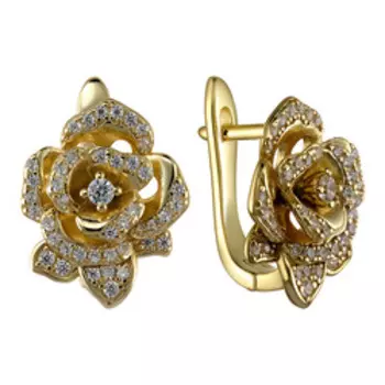 Серебряные серьги с фианитами "Розы"