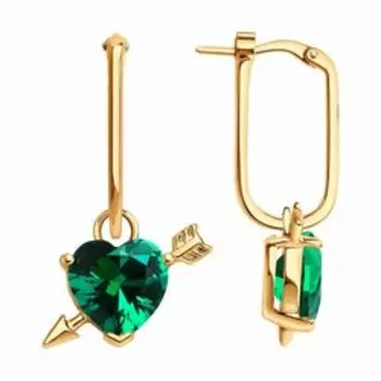 Серебряные серьги с фианитами "Сердца"