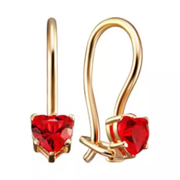 Серебряные серьги с фианитами "Сердца"