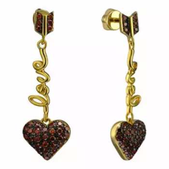 Серебряные серьги с фианитами "Сердечки"