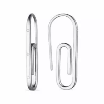 Серебряные серьги с фианитами "Скрепки"