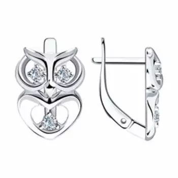 Серебряные серьги с фианитами "Совы"