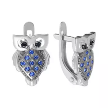 Серебряные серьги с фианитами "Совы"