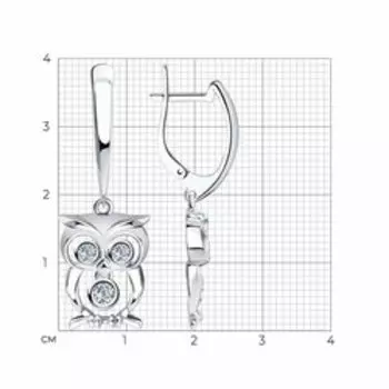 Серебряные серьги с фианитами "Совы"