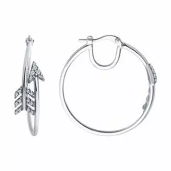 Серебряные серьги с фианитами "Стрелы"