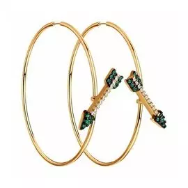 Серебряные серьги с фианитами "Стрелы"