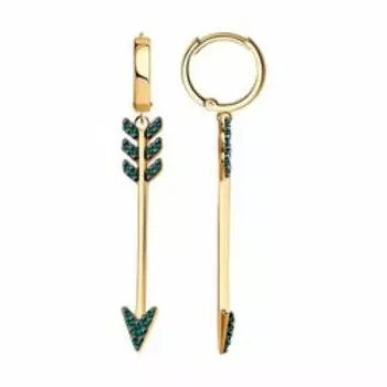 Серебряные серьги с фианитами "Стрелы"