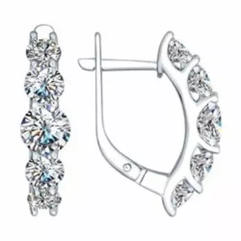 Серебряные серьги с фианитами Swarovski