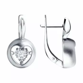 Серебряные серьги с фианитами swarovski "Сердечки"