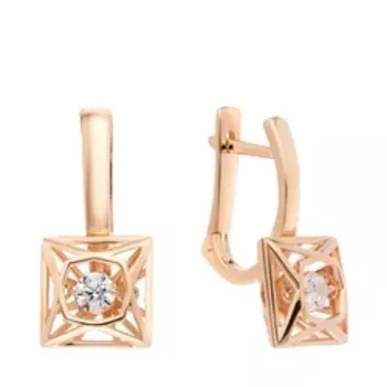 Серебряные серьги с фианитами "Танцующий камень"