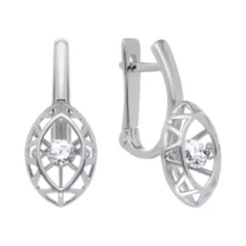 Серебряные серьги с фианитами "Танцующий камень"