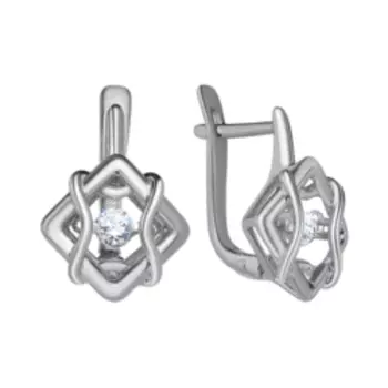 Серебряные серьги с фианитами "Танцующий камень"
