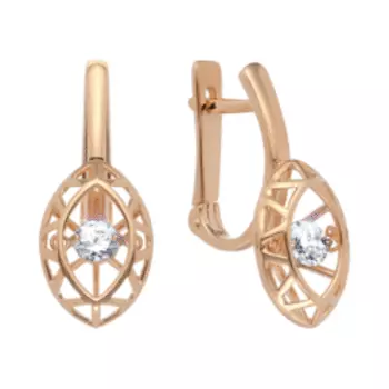 Серебряные серьги с фианитами "Танцующий камень"