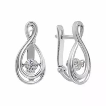 Серебряные серьги с фианитами "Танцующий камень"