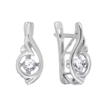 Серебряные серьги с фианитами "Танцующий камень"