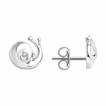Серебряные серьги с фианитами "Улитки"