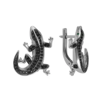 Серебряные серьги с фианитами "Ящерицы"