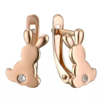 Серебряные серьги с фианитами "Кролики"