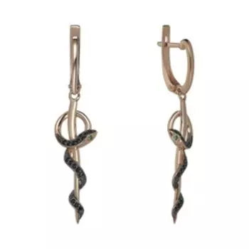 Серебряные серьги с фианитами "Змеи"