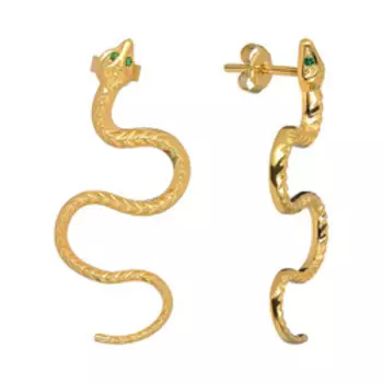 Серебряные серьги с фианитами "Змеи"