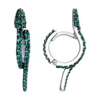 Серебряные серьги с фианитами "Змеи"