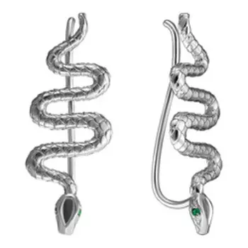 Серебряные серьги с фианитами "Змеи"