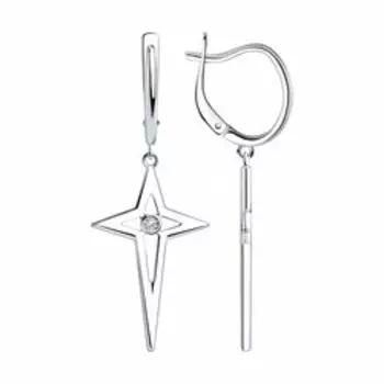 Серебряные серьги с фианитами "Звезда"