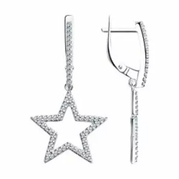 Серебряные серьги с фианитами "Звезды"