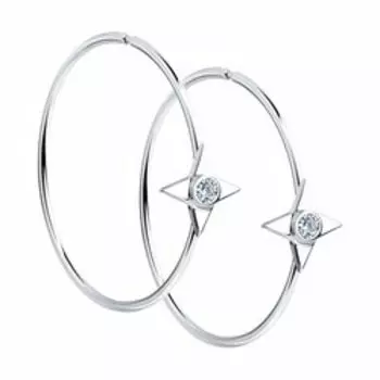 Серебряные серьги с фианитами "Звезды"