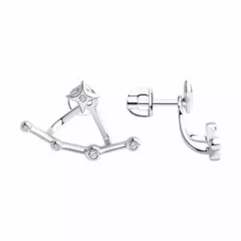 Серебряные серьги с фианитами "Звезды"