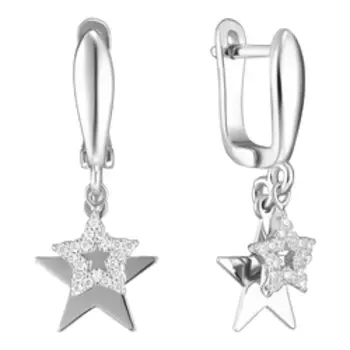Серебряные серьги с фианитами "Звезды"