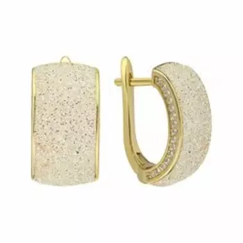 Серебряные серьги с глиттером и фианитами