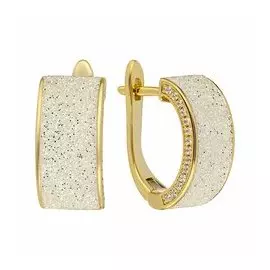 Серебряные серьги с глиттером и фианитами