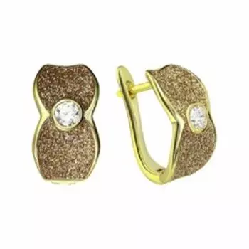 Серебряные серьги с глиттером и фианитами