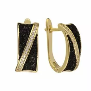 Серебряные серьги с глиттером и фианитами