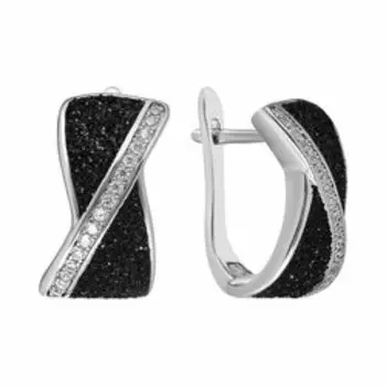 Серебряные серьги с глиттером и фианитами