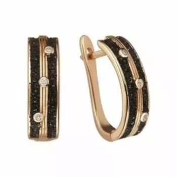 Серебряные серьги с глиттером и фианитами