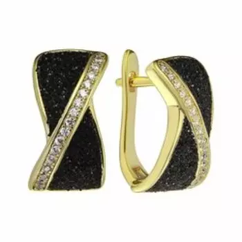 Серебряные серьги с глиттером и фианитами