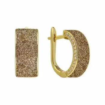 Серебряные серьги с глиттером и фианитами