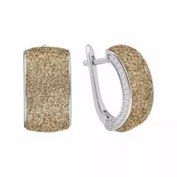 Серебряные серьги с глиттером и фианитами